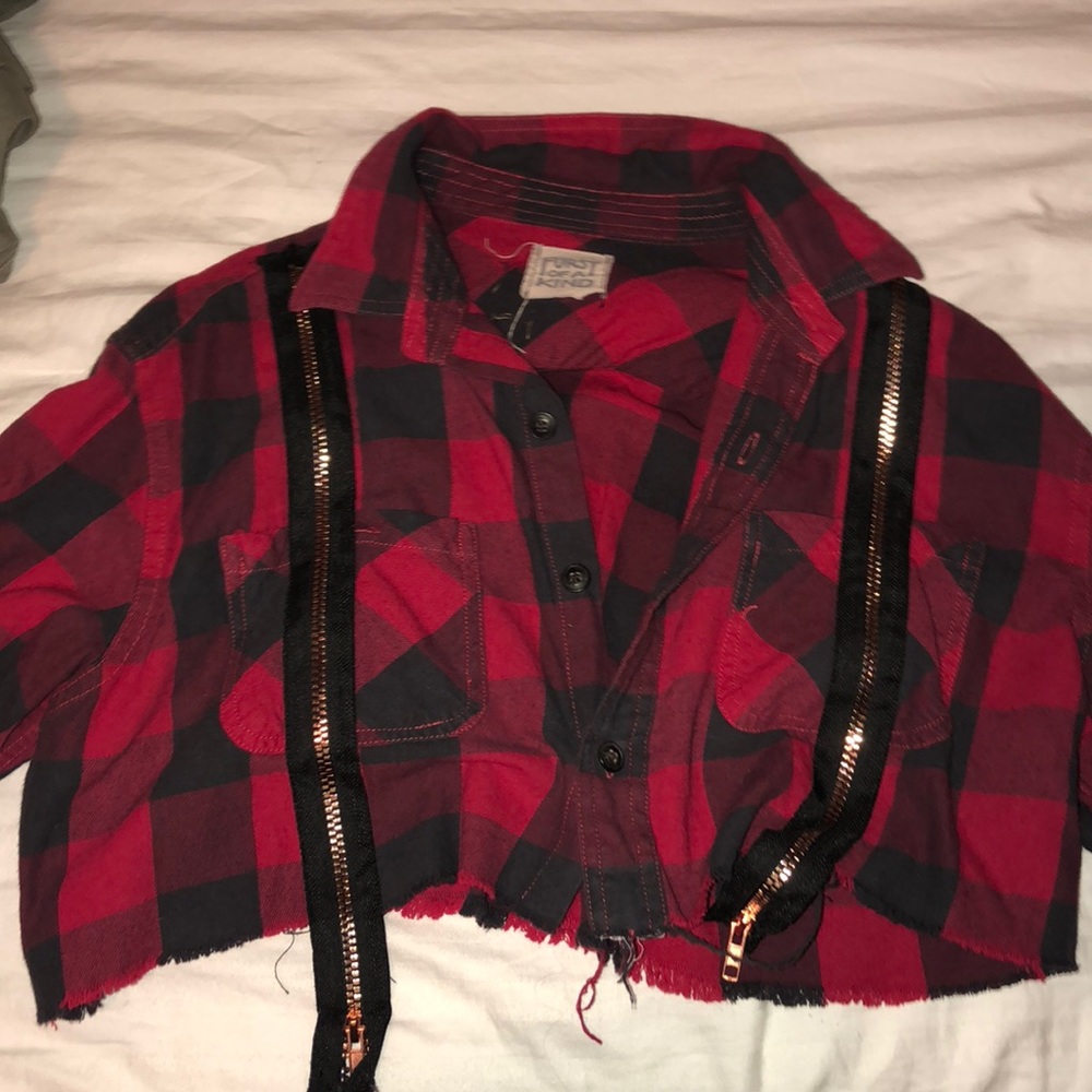 LF destroyed cropped flannel